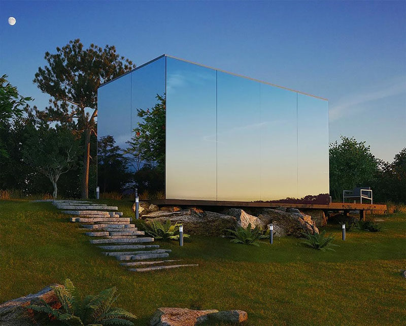 The Modular ÖÖD Prefab House Features Mirrored Glass And Can Be Assembled In 8 Hours