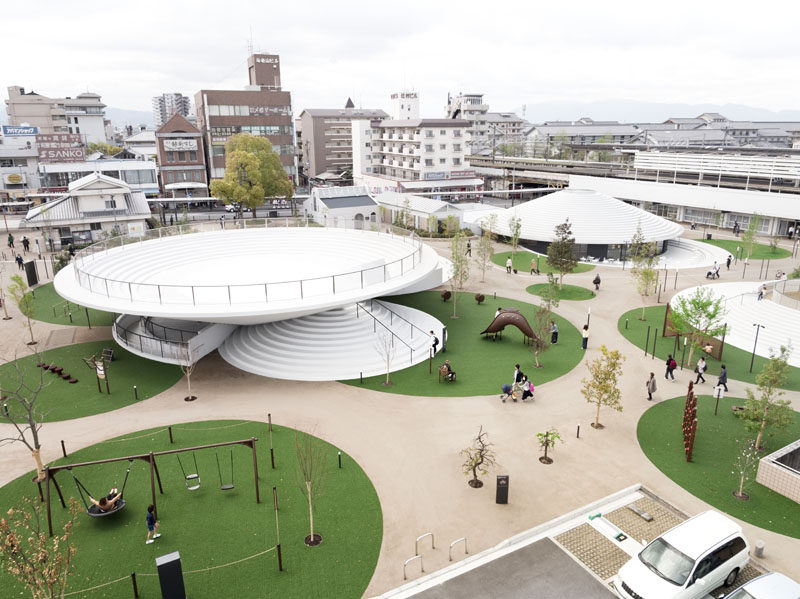 Japanese architecture firm nendo have recently completed the Cofufun plaza for Tenri Station in Nara prefecture, that features plenty of space for the local community to use for events and gatherings, and would also serve as a tourist information centre.