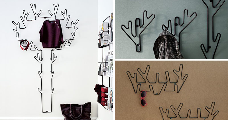 Designed by Louise Hederström and manufactured by Maze in Sweden, these nature inspired wall hooks are a creative twist to the traditional hanger. Decorative in design, these modern hangers are made from powder coated metal wire.