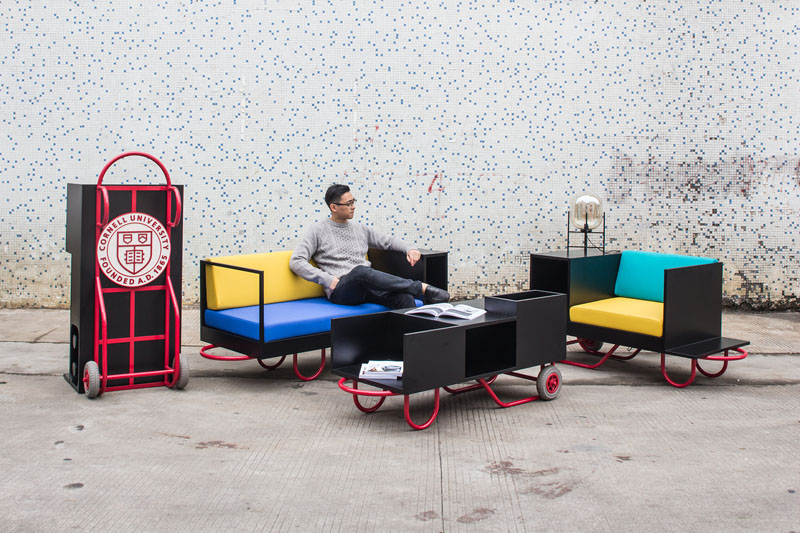 Made for various functions at Cornell University, this modern furniture line is colorful and portable. 