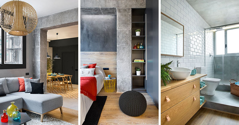 Concrete, Wood, Tiles And Black Accents Are All Combined In This Re-designed Spanish Apartment