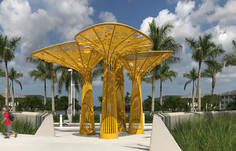 Brooks + Scarpa have designed a large bright yellow tree-like public sculpture for the city of Pembroke Pines in Florida.