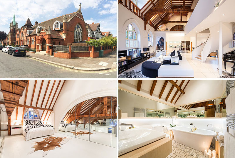 Gianna Camilotti Interiors have transformed a Victorian church in London, England, that has a bright and open interior, and is also available as a rental property. #ChurchConversion #RenovatedChurch #InteriorDesign #ModernInterior