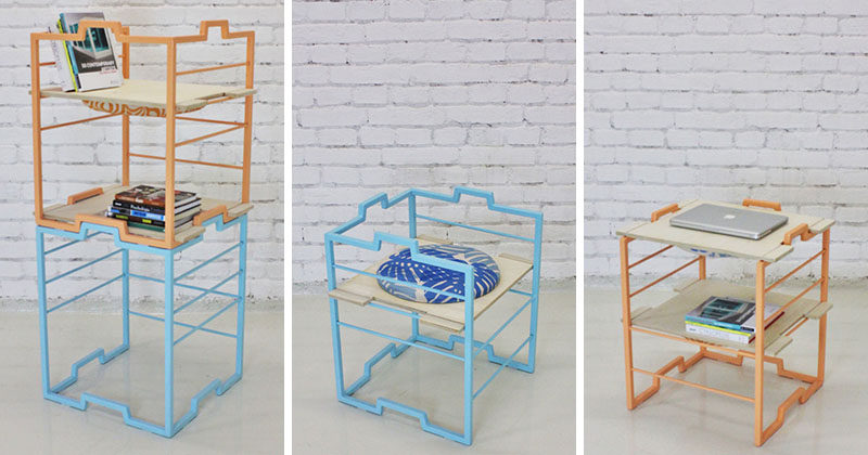 Slovakian design student Jana Lukcova, has created BLOK 3/1, a piece of multi-functional furniture that can be used as a chair, a side table or stacked to become a bookshelf. #Furniture #Design #MultiFunctional #Chair #Table #Bookshelf