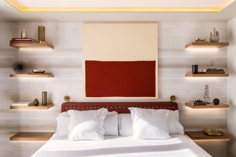 Bedroom Design Idea ? Replace A Bedside Table And Lamp With Floating Shelves And Hidden Lighting