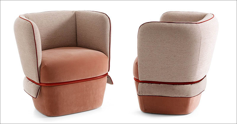 The Chemise Armchair Has A Metal Tube That Holds The Wrap-Around Cushion In Place