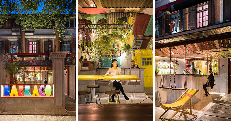 A Tropical Inspired Bar In China Uses Reclaimed Materials And Swings In Its Design