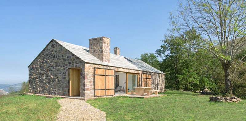 Laura Alvarez Architecture has designed Villa Slow, a stone cottage holiday retreat in the North of Spain that replaced where a stone-ruin once sat. #StoneCottage #ContemporaryCottage