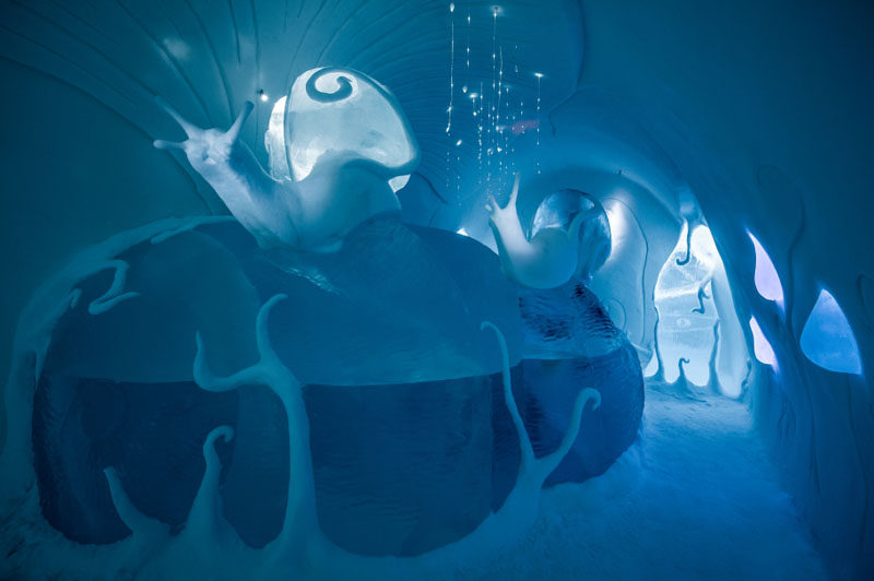 The Swedish ICEHOTEL has opened for 2017. The hotel, which is made from ice, has a collection of art suites that are individually themed and are hand carved by artists from around the world. #ICEHOTEL #Sweden #Travel #Art #Sculpture