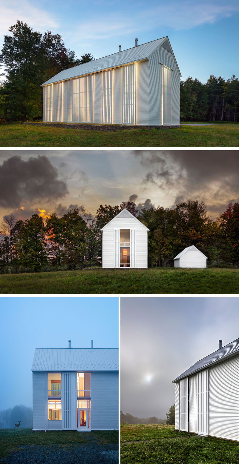 Cutler Anderson Architects have completed a modern farmhouse for a large family on a 93-acre farm in northeastern Pennsylvania, that was designed to fit in with the surrounding farming community. #Farmhouse #ModernArchitecture