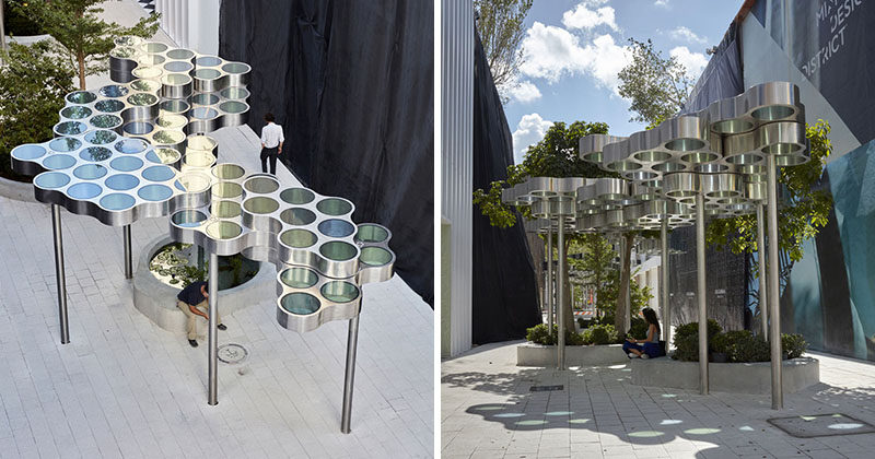 Ronan & Erwan Bouroullec have unveiled 'Nuage, promenade', a modular and modern pergola that runs through the heart of the Miami Design District. #ModernPergola #Design #Installation