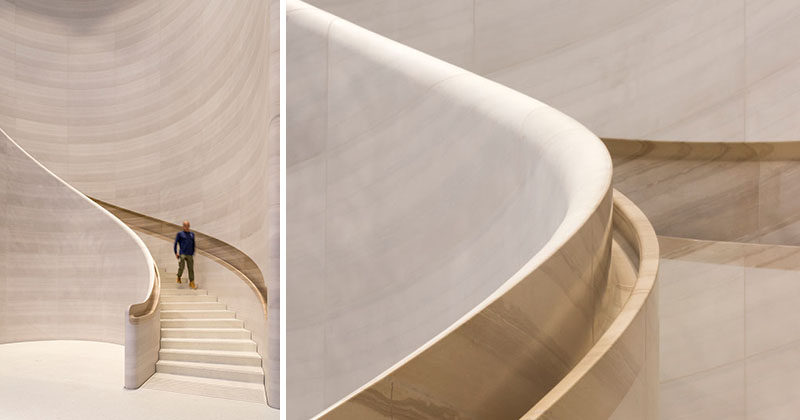 A Hand-Carved Stone Staircase Adds A Sculptural Touch To The Apple Store In Singapore