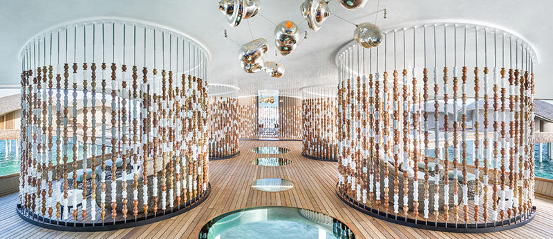This Spa Uses Abacus-Like Room Dividers To Create Semi-Private Lounge Areas