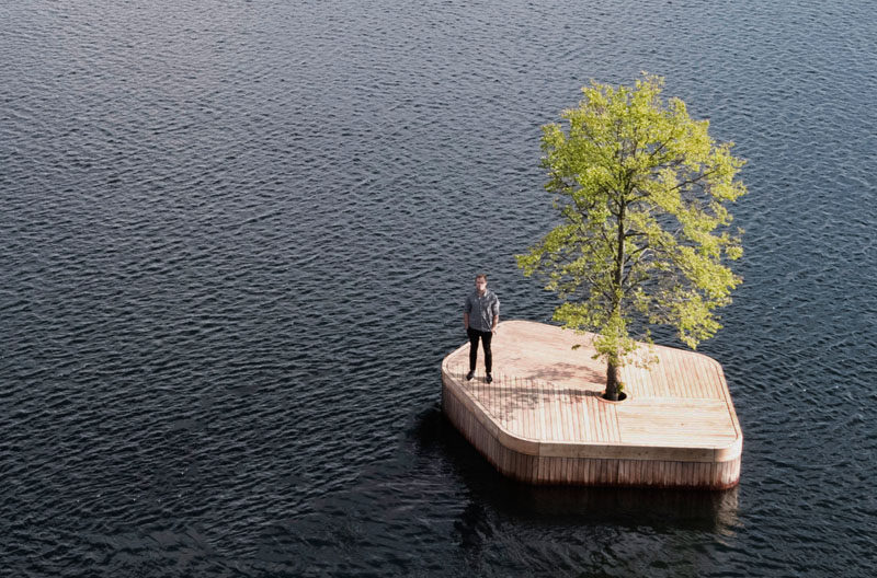 A Floating Island With A Single Tree Has Been Added To The Copenhagen Harbor