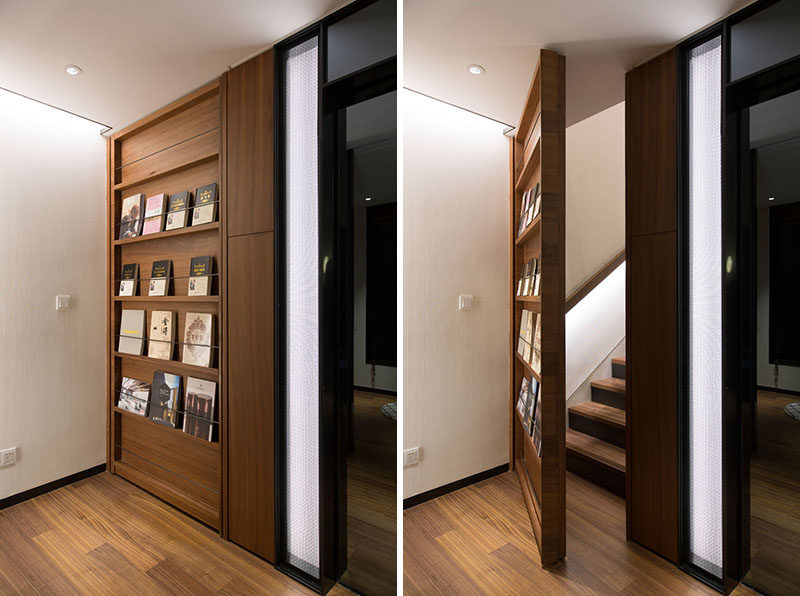 This Door Disguised As A Shallow Bookshelf Leads To A Secret Bedroom