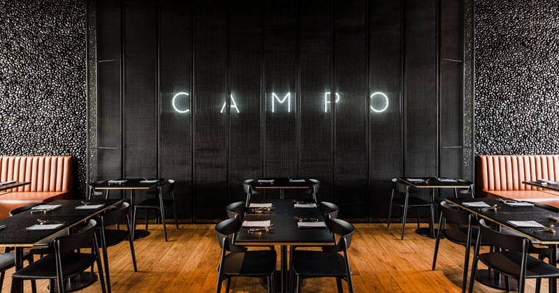 modern grill restaurant campo interior accent designed cafe pebble studio dark buck wood polish old 인테리어 레스토랑 laid walls hand
