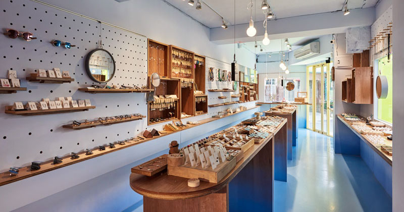 A Pegboard Wall Makes It Easy To Change The Displays In This Retail