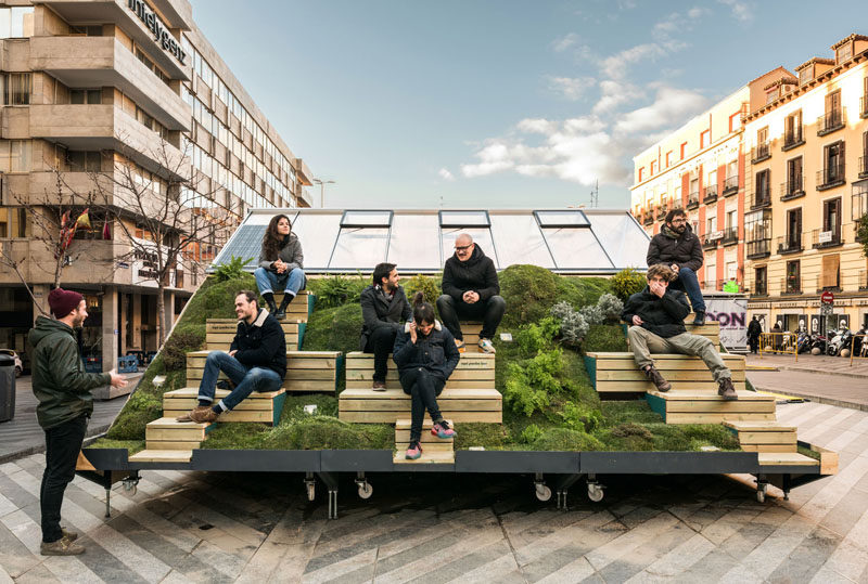 A Portable Design Office With Outdoor ?Mountain? Seating Was Created By Enorme Studio and MINI For The Madrid Design Festival