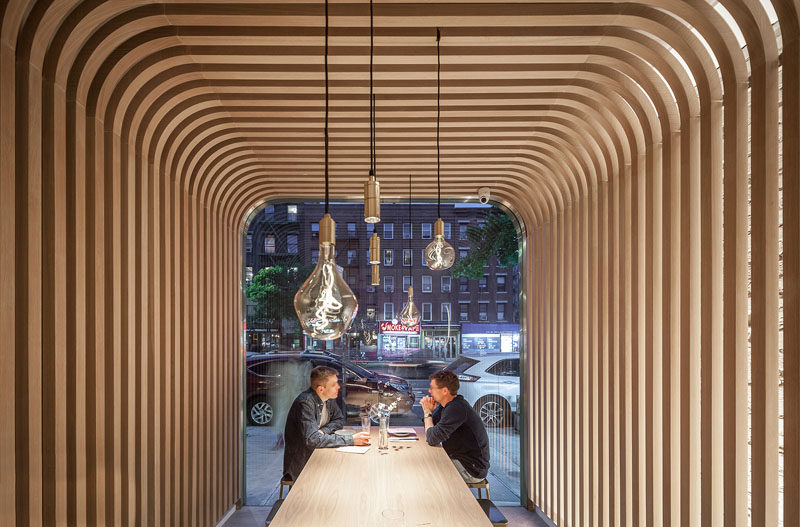 The Interior Of This New York Restaurant Is Wrapped In Wood Slats