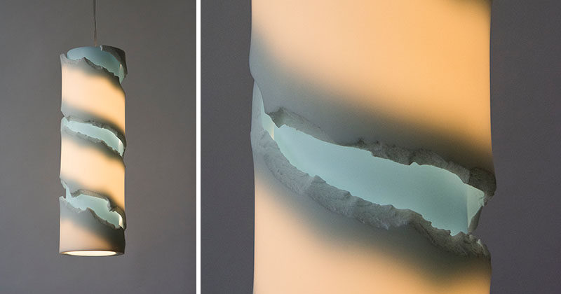 See How Studio Floris Wubben Make Their Lamp ?Crystal Twist? Using Torn Corian