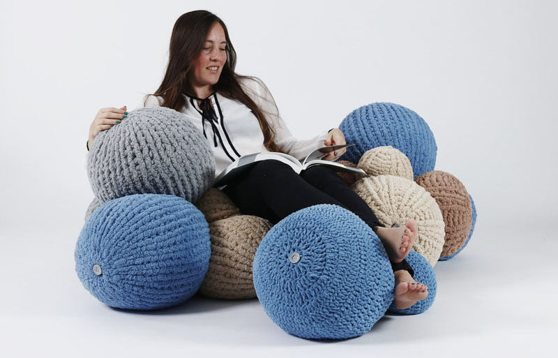Erez Mor Uses Knitted Balls To Create A Soft Seating System