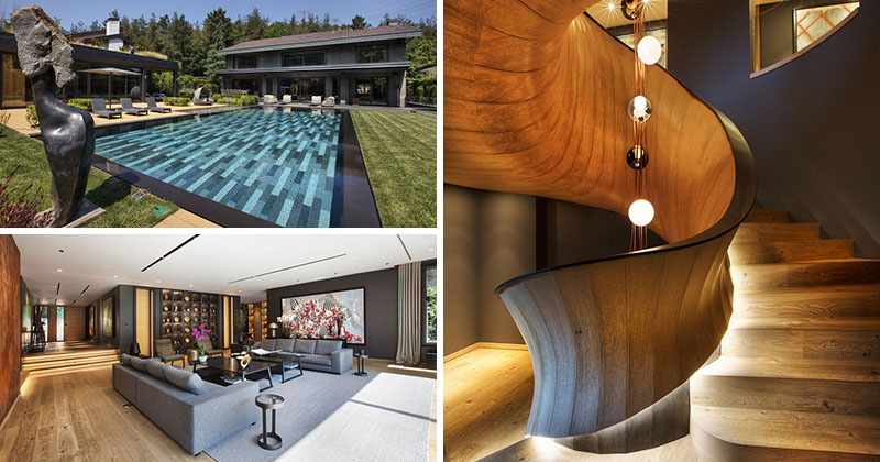 Sculptural Spiral Stairs, A Warm Wood Interior, And A Landscaped ...