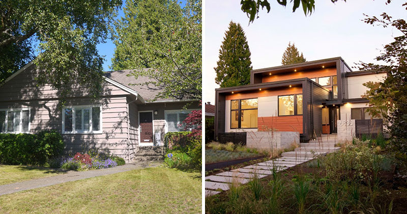 BEFORE + AFTER - ONE SEED Architecture + Interiors have recently completed the transformation of a 1957 bungalow in Vancouver’s Oakridge neighbourhood, that was the homeowner’s boyhood home and is now where he and his wife are raising their two sons. #HouseRenovation #ModernHouse #Architecture
