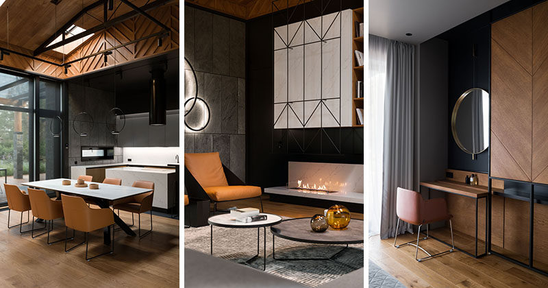 Denis Rakaev of D E N R A K A E V, has recently completed the interior design of a modern villa that lies on the outskirts of Kiev, Ukraine, and is surrounded by a forest. #ModernHouseInterior #ModernInteriorDesign