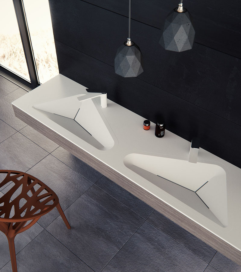 Le Projet have designed a modern bathroom sink that has contemporary crisp lines and geometric shapes. #BathroomDesign #BathroomSink #ModernBathroom