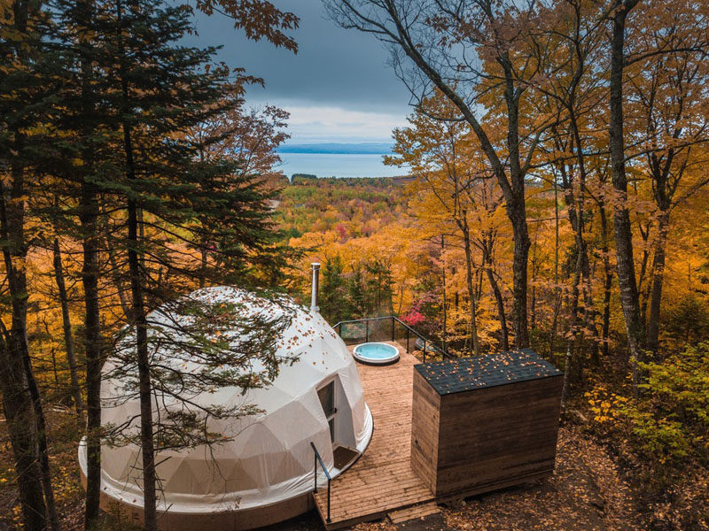 Bourgeois / Lechasseur architects have recently completed “Dômes Charlevoix”, a collection of three domes that have been designed and installed as part of a new concept of four seasons eco-luxurious accommodations. #Quebec #Dome #Travel