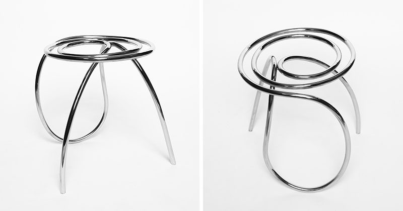 This Stool Is Made From A Single Piece Of Stainless Steel Pipe