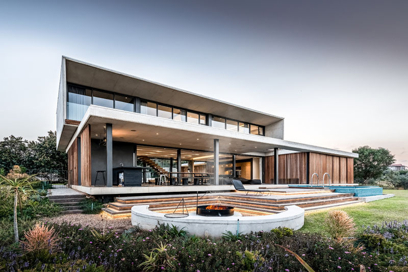 Bloc Architects have designed the 'Forest House', a modern home that's located within an exclusive forest estate in Durban, South Africa. #ModernArchitecture #ModernHouse #HouseDesign