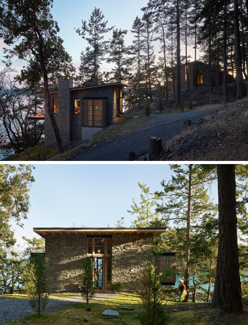 Hoedemaker Pfeiffer have designed a main house and a guest house that take full advantage of the sweeping views of Puget Sound, with the main home sited on a small plateau high on top of a steeply-sloping hillside. #Architecture #ModernHouse #HouseDesign