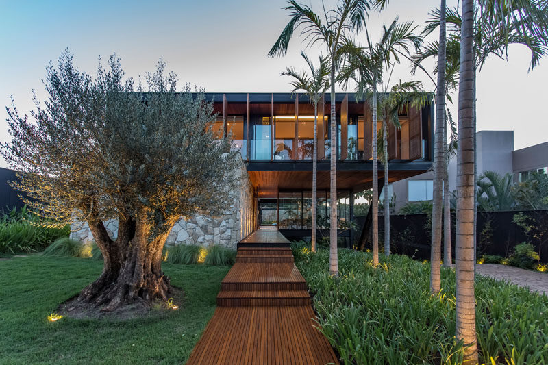This Modern Tropical Home Floats Above A Base Of Stone And Glass