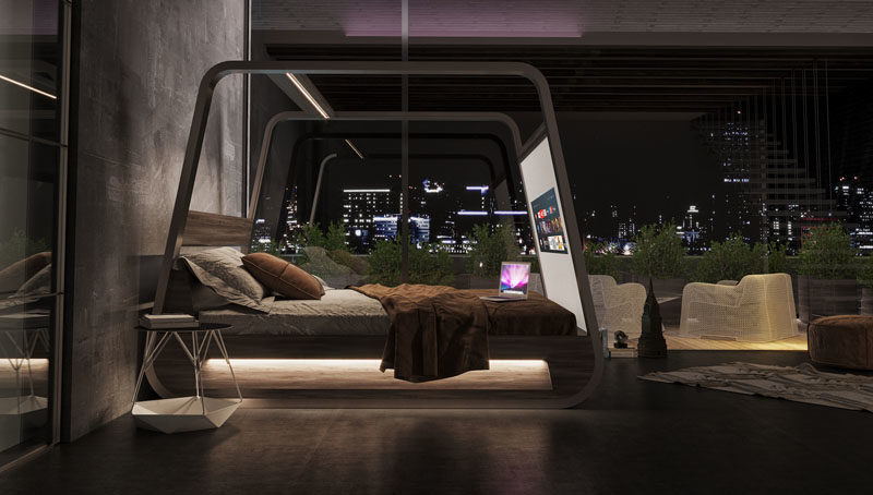 This Bed Is Designed With Hidden Features Like A Projector, A 70-Inch Screen, And Integrated Speakers