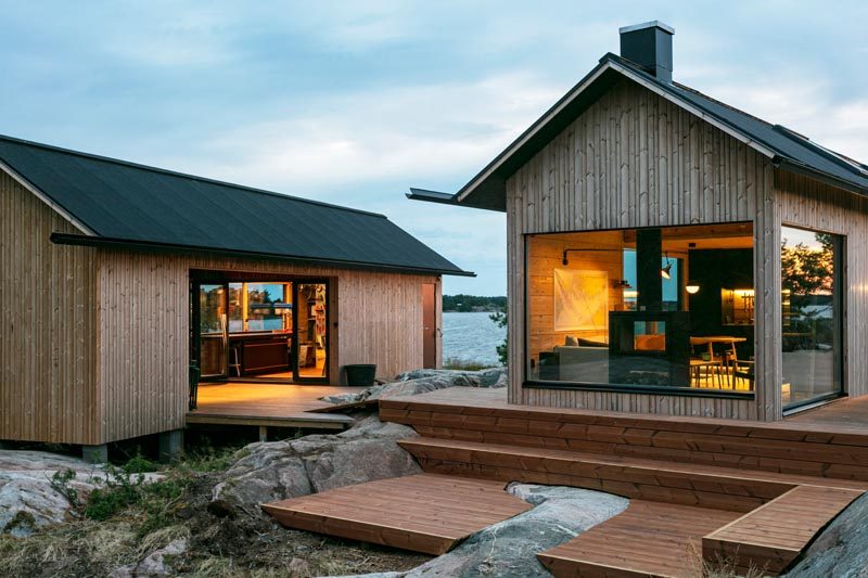 This Pair Of Contemporary Cabins Sit On An Island In The Finnish Archipelago