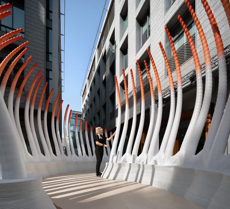 This Sculptural 3D Printed Art Installation Is Made From 30,000 Recycled Water Bottles