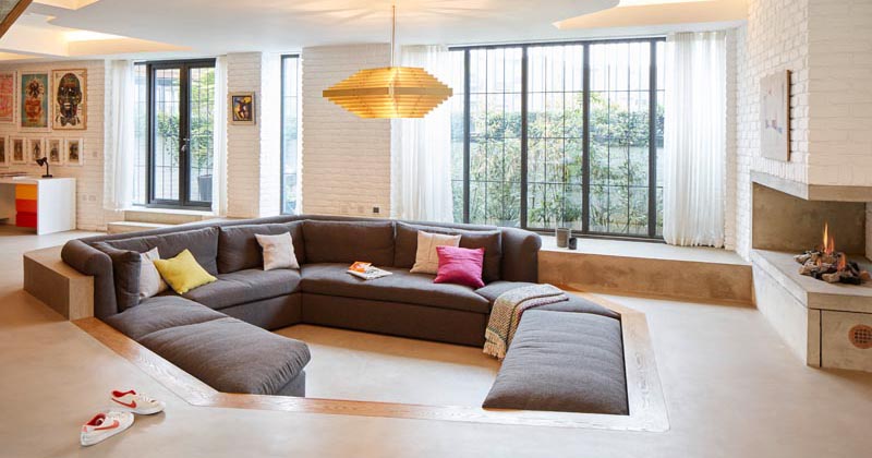 A Sunken Lounge Creates A Distinct Space In This Living Room