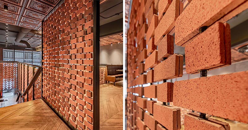 Open Brick Walls Act As Screens Inside This Restaurant