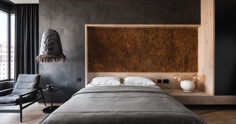 An Accent Wall Made From Reed Stems Adds Texture To This Bedroom