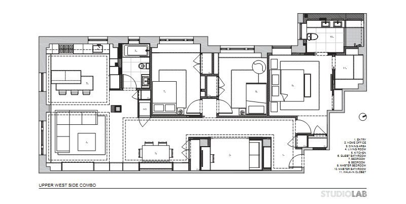A modern apartment floor plan.