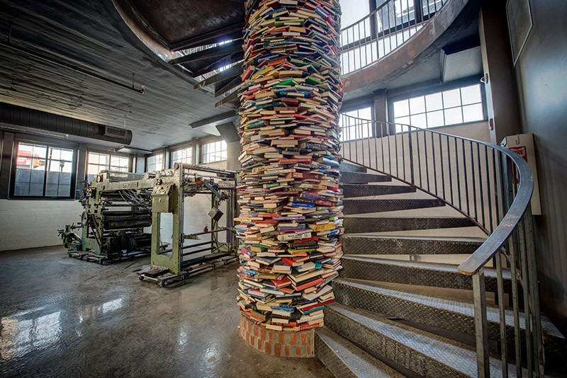 A column wrapped in books