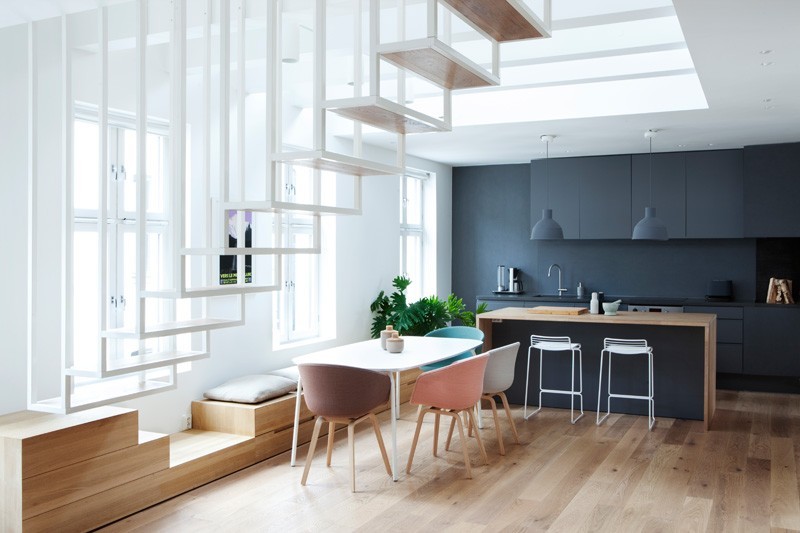Open Wood-Burning Fireplace In A Kitchen