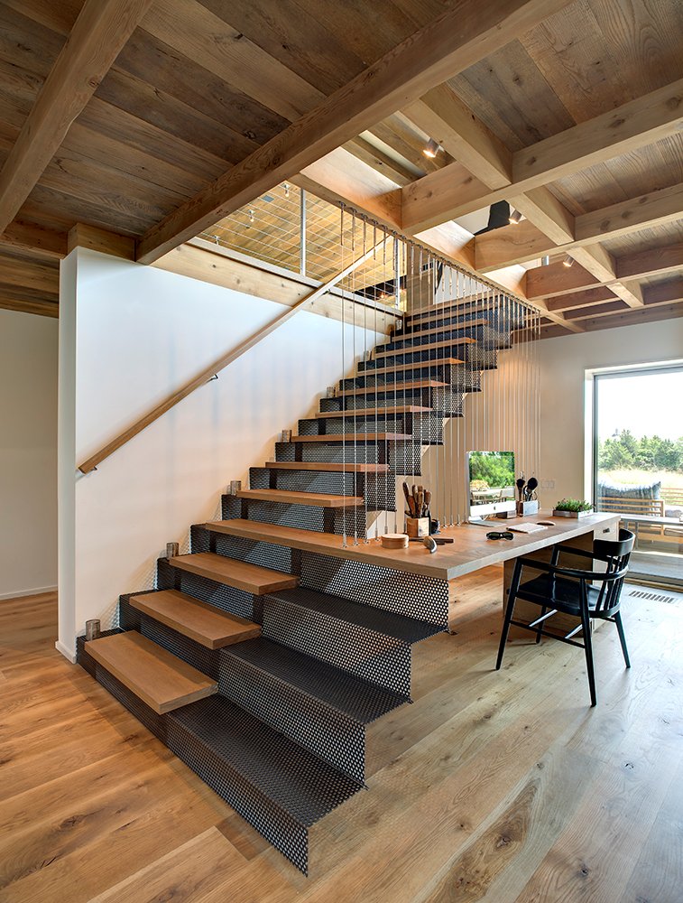 A stairs and desk combination