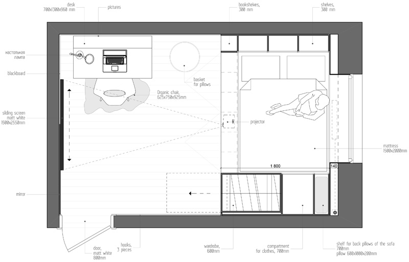 A Contemporary Bedroom For A Teenage Girl In Moscow