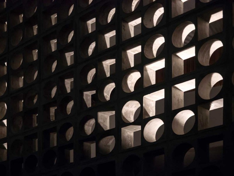 Design Detail - A Wall Of Concrete Blocks With Geometric Shapes