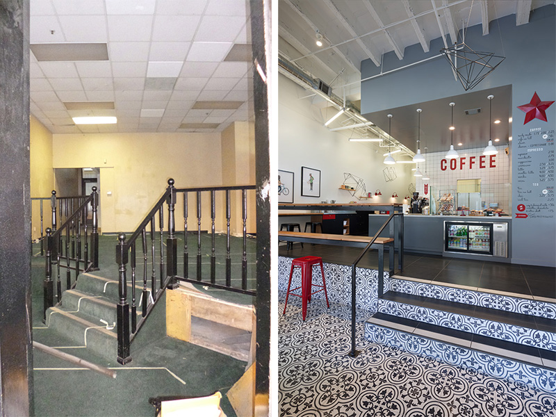 Before & After - From Boring Dated Retail Space To Modern Coffee Shop