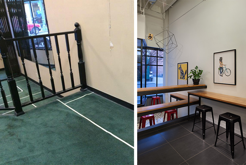 Before & After - From Boring Dated Retail Space To Modern Coffee Shop