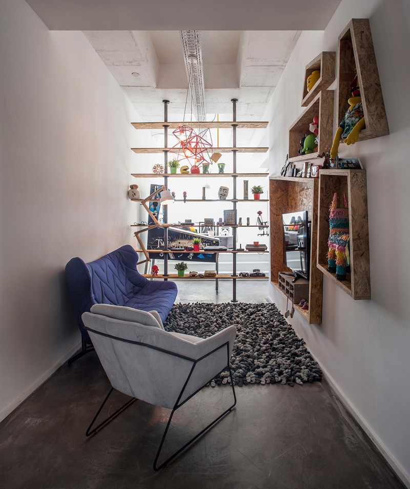 An assortment of geometrically shaped shelving