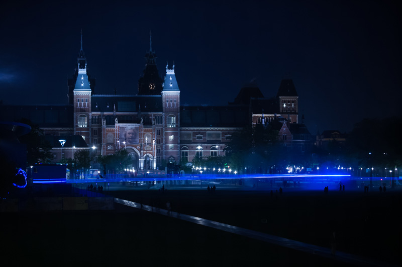 Artist Daan Roosegaarde Floods Museum Square In Amsterdam